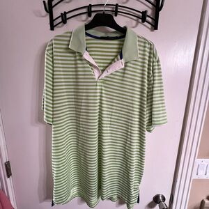 Ralph Lauren Light Green and White Striped Polo Shirt
